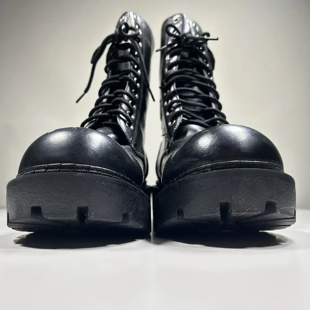 Mudd Patrol Combat Boots Womens 7.5M Black Cargo Pocket Goth Punk Y2K Grunge